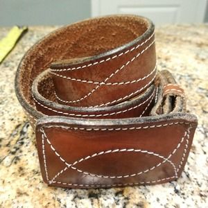 Chambers Sz 36 Tooled Leather Belt And Buckle Hand Finished Western